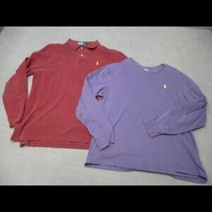 Lot of 2 Ralph Lauren Polo Shirts XL 2 Long Sleeve 1 Collared Preppy Classic